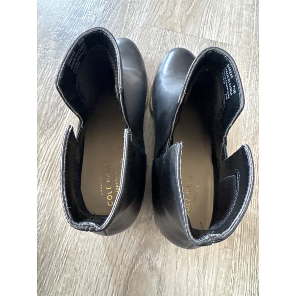 Cole Haan Black Leather Ankle Booties With Block Heel Size 7.5B Fall Fashion - Picture 6 of 9